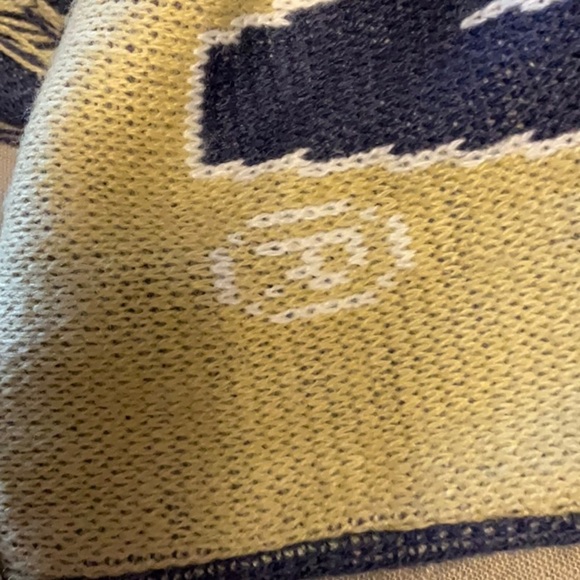 Gold and Purple Knit Scarf with Fringe - Picture 7 of 7